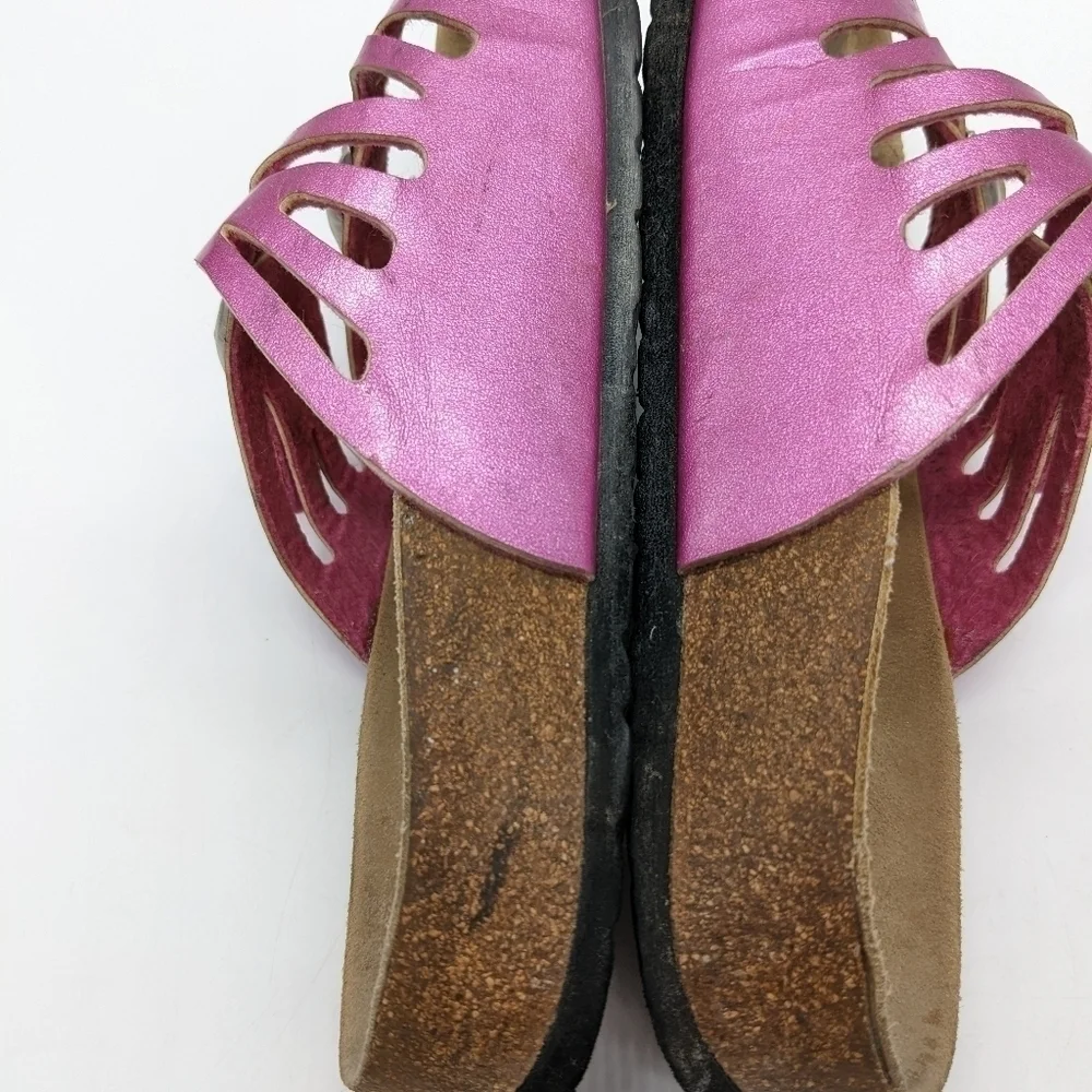 Betula by Birkenstock pink strappy leather slip on 36 5/5.5